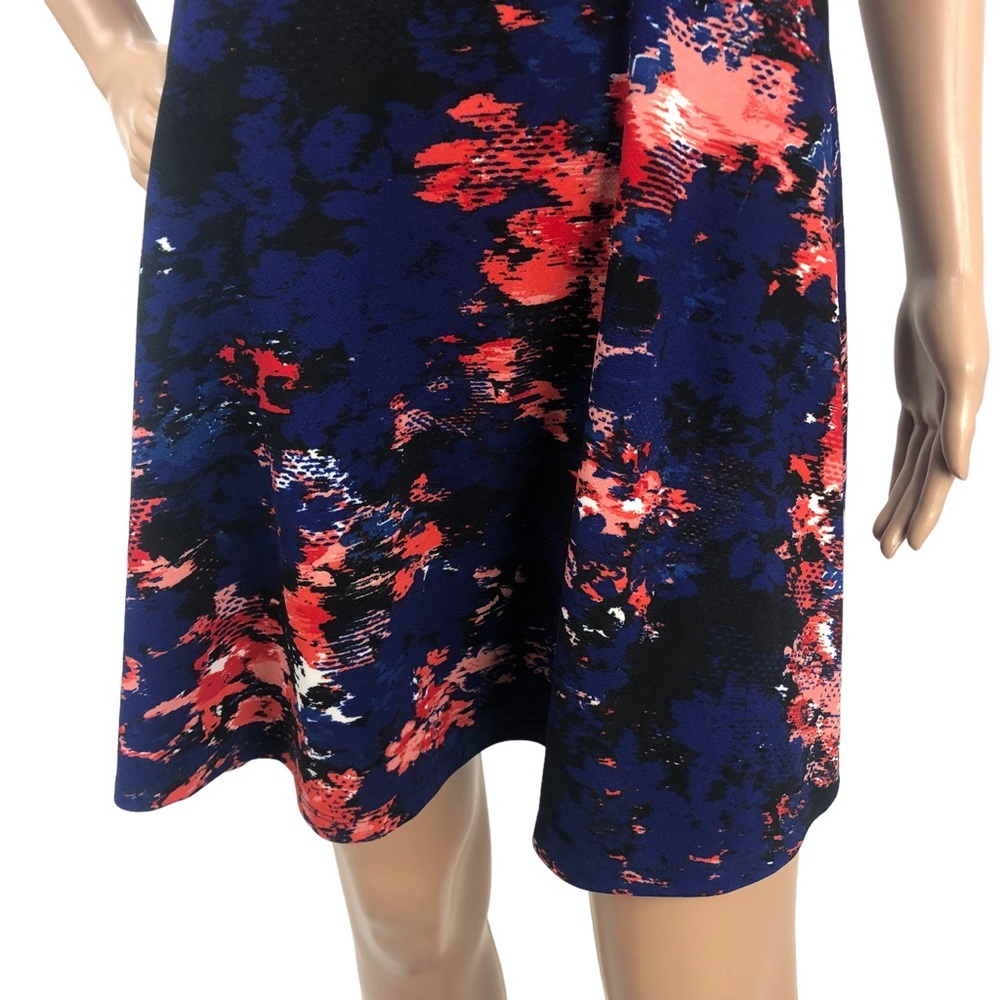 Material Girl Abstract Floral Printed A-Line Mini Dress Cami Lace Cut Out Dress - Picture 3 of 8